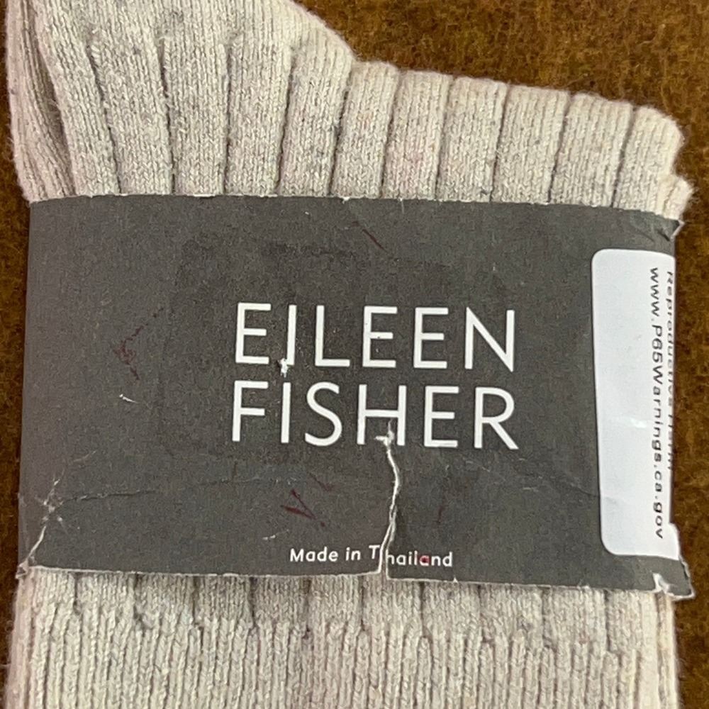 Eileen Fisher Womens OS Natural Speckle Rib Crew Socks NWT - Picture 2 of 5